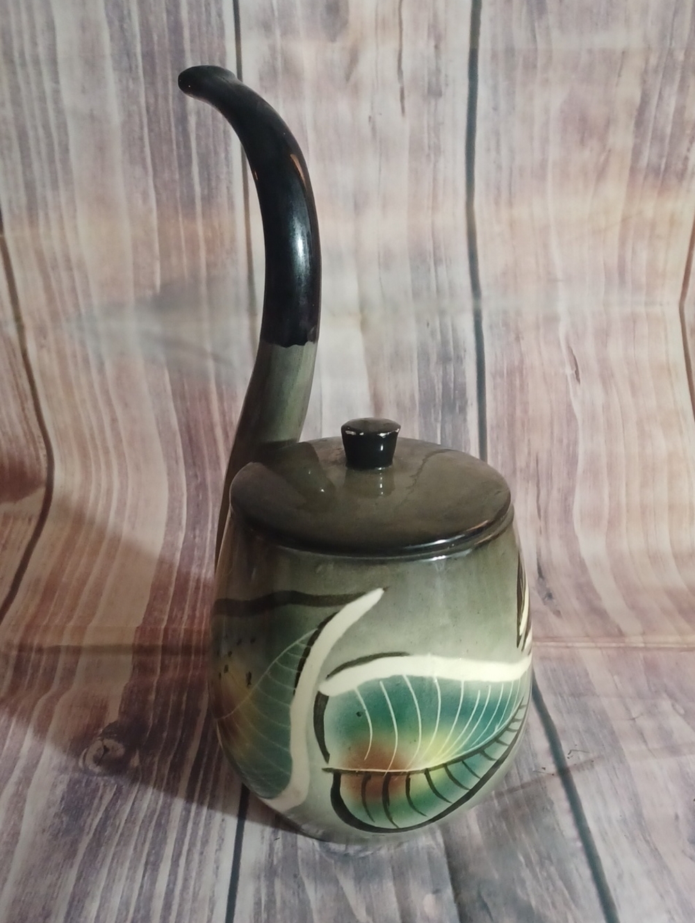 Mid Century Sascha Bratsof Hand-Painted  Ceramic Lidded Teapot